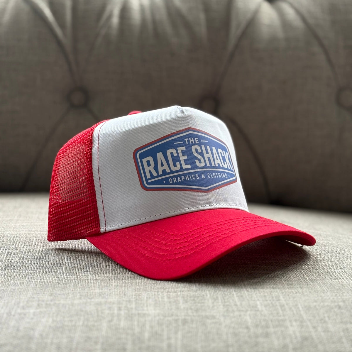 Retro Blue white red logo Cap Red&White
