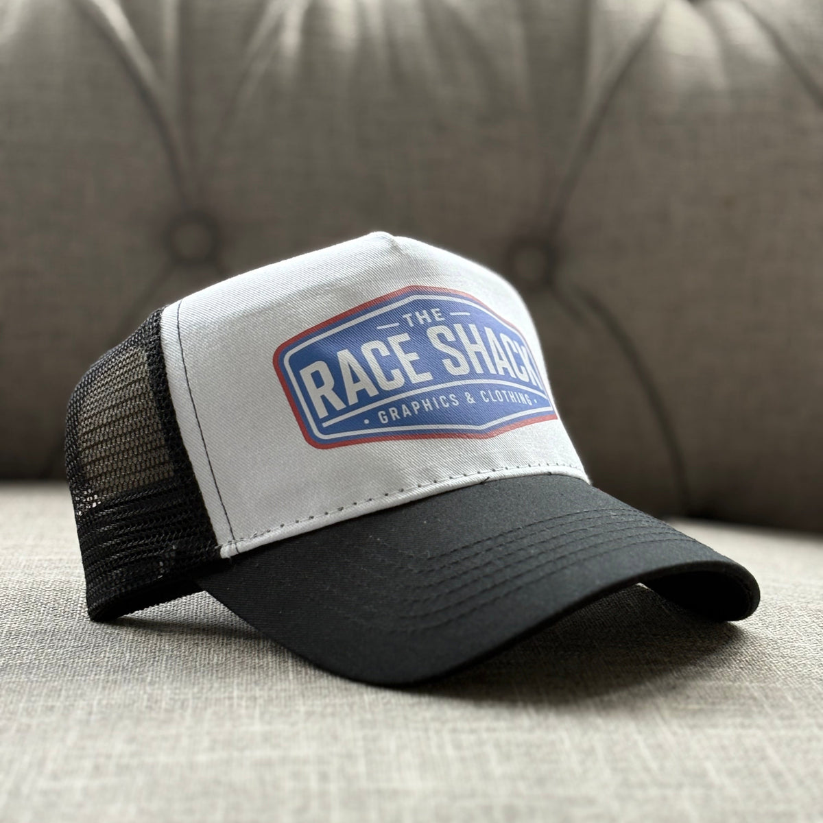 Retro Blue white red logo Cap B&W